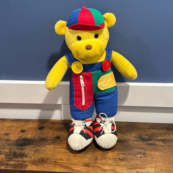 Vintage Gund Teach Me Blossom Yellow Teddy Bear Zip Button Tie Plush Toy - Picture 1 of 14